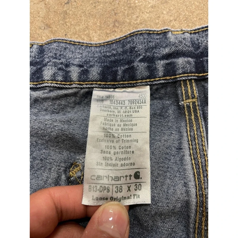 Carhartt B17DPS Jeans Mens 38x30 Stone‎ Wash Blue Relaxed Fit Straight Leg